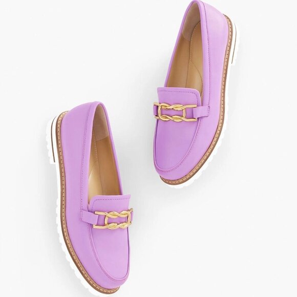Talbots Womens LAURA Loafer 8.5 Purple:Leather Slip On Academic NEW - Picture 2 of 7